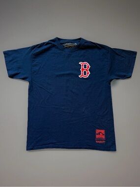 MLB Boston Red Sox Men’s Large Mitchell & Ness Blue Shirt Cooperstown Collect L